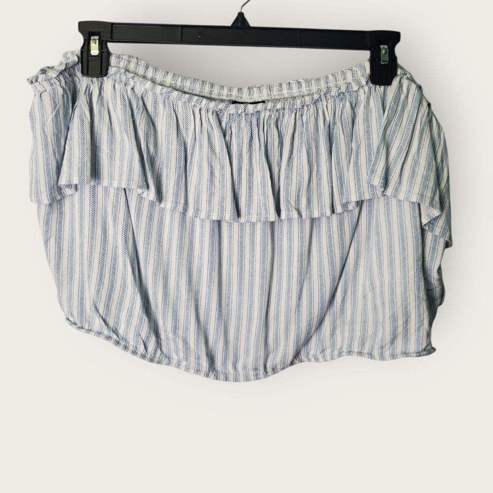 🌿Torrid Striped Light Blue High-Waist Midi Skirt And Ruffle Tube Top Set - Picture 3 of 10